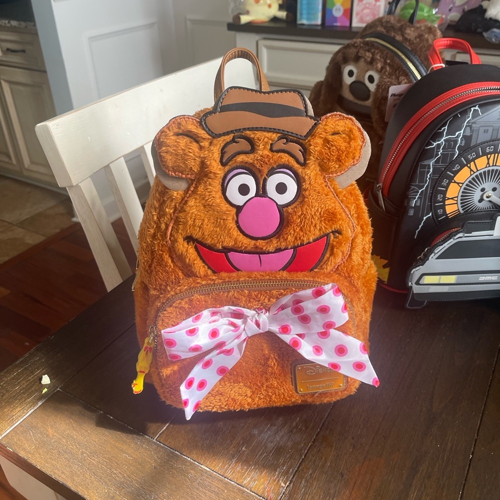 NWT 2023 Loungefly Muppets Orange and Brown Fozzie Bear Backpack
